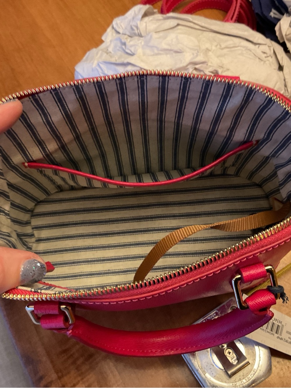 Dooney & Bourke Hot Pink Saffiano Leather Small Domed Satchel NWT - Picture 12 of 15